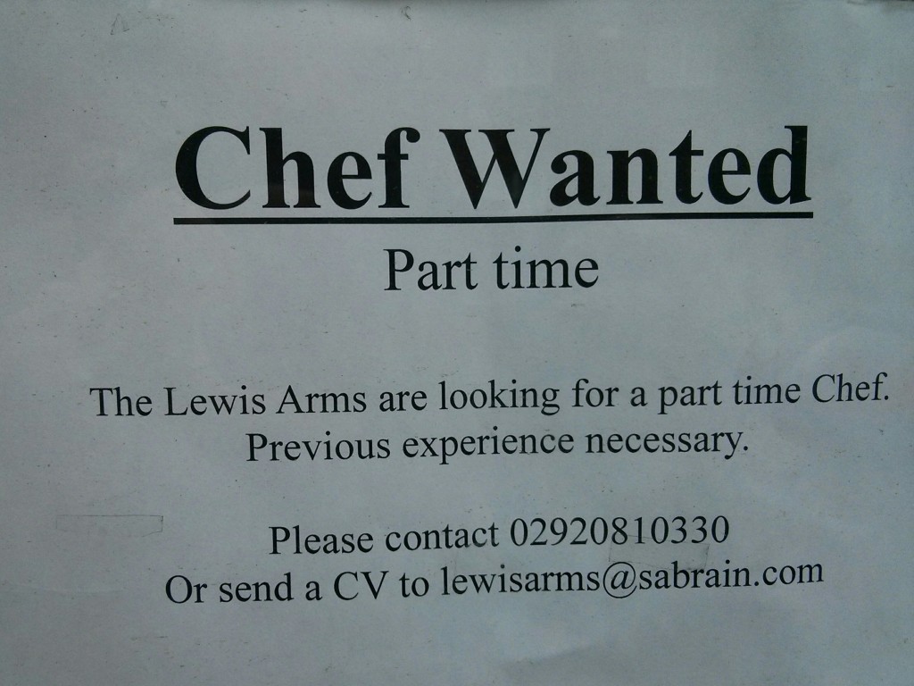 Lewis Arms Chef Advert