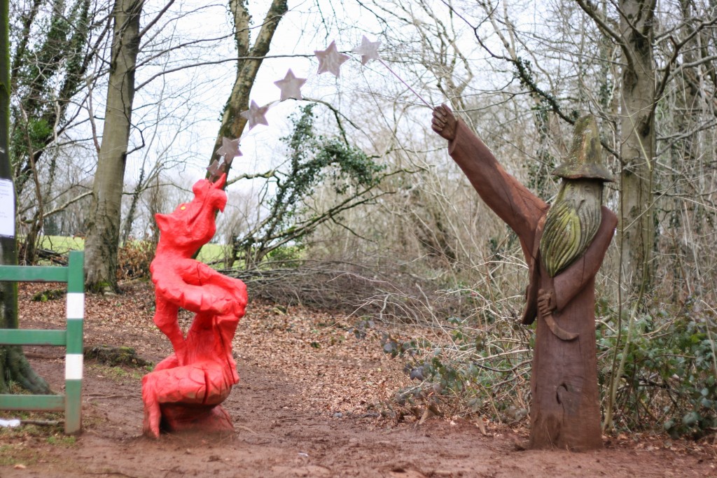 Sculpture trail wizard and dragon