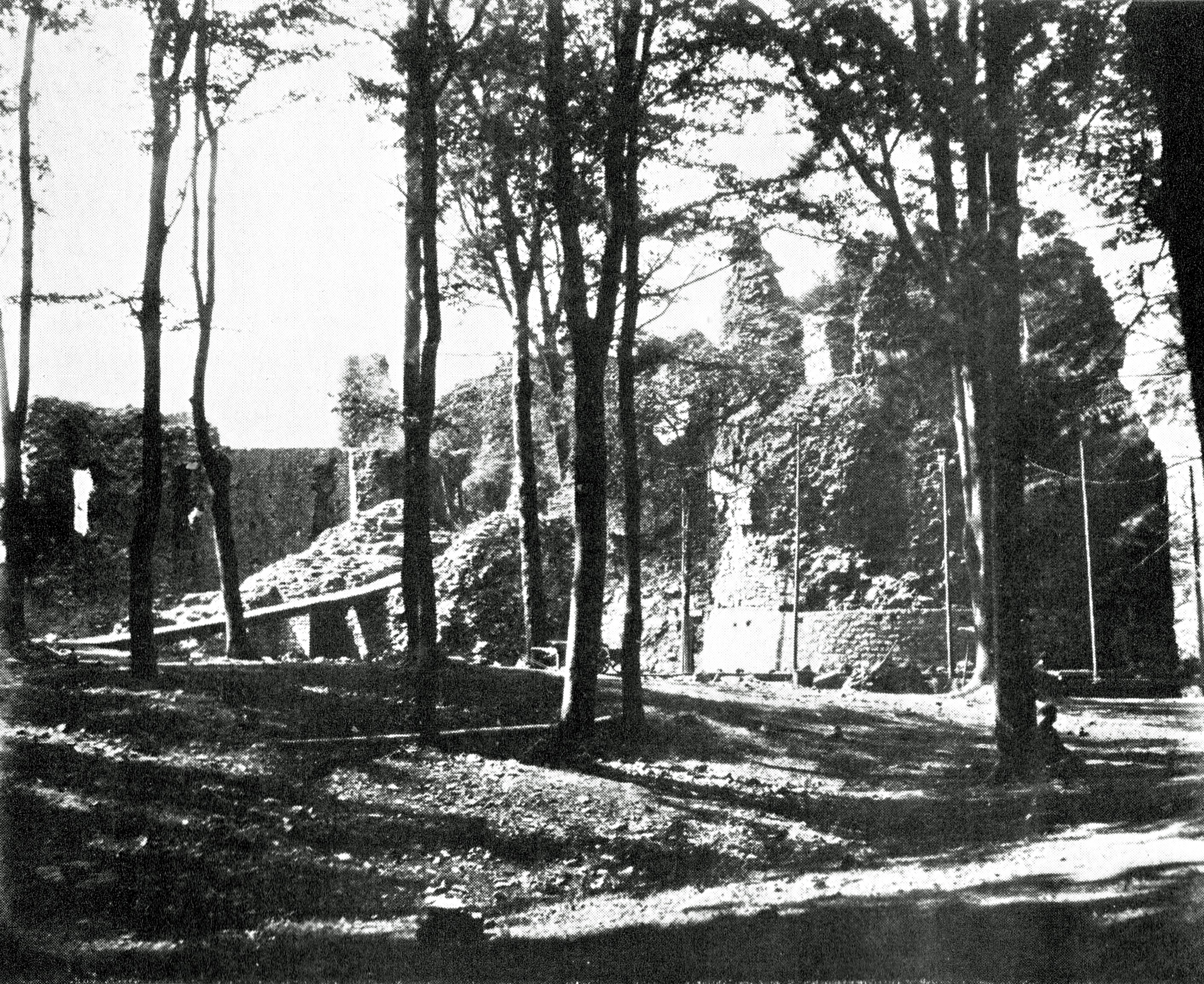 Castell Coch during construction, 1875
