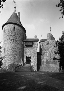 The entrance to Castell Coch photographed in 1952