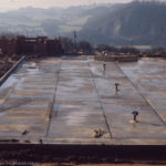 Tongwynlais 1/2 built reservoir , view west to Radyr & Little Garth, 7 Feb 1972