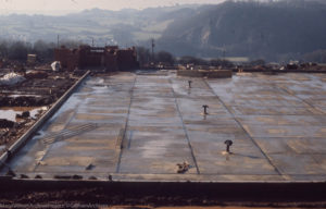 Tongwynlais 1/2 built reservoir , view west to Radyr & Little Garth, 7 Feb 1972