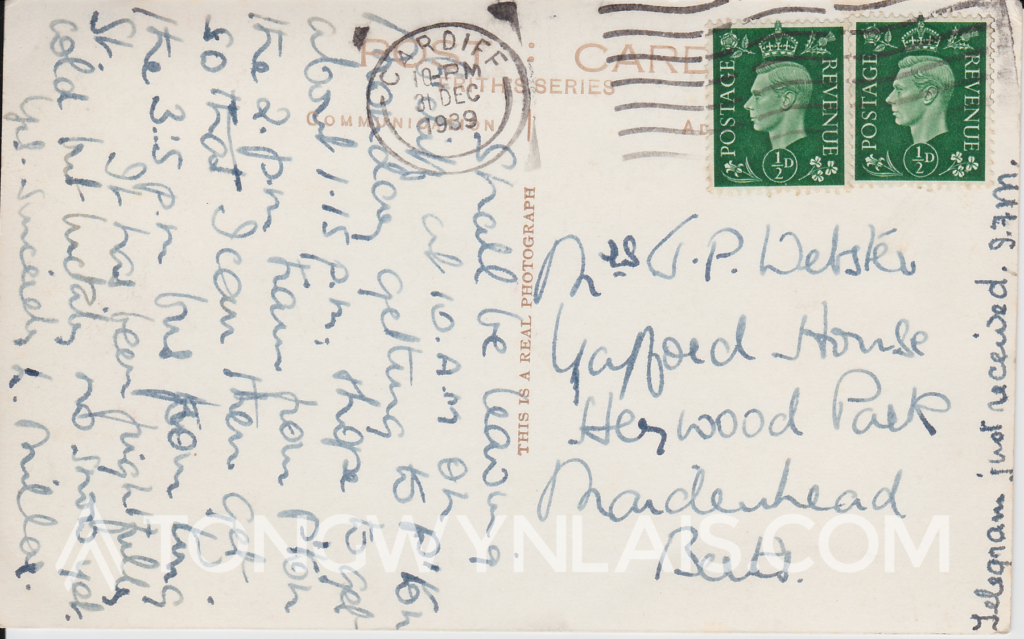 Back of Castell Coch postcard