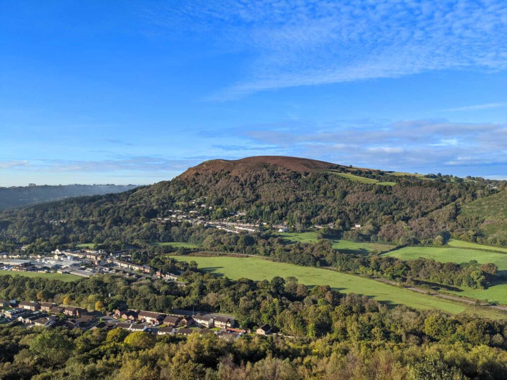 The Garth Mountain with a blue sky