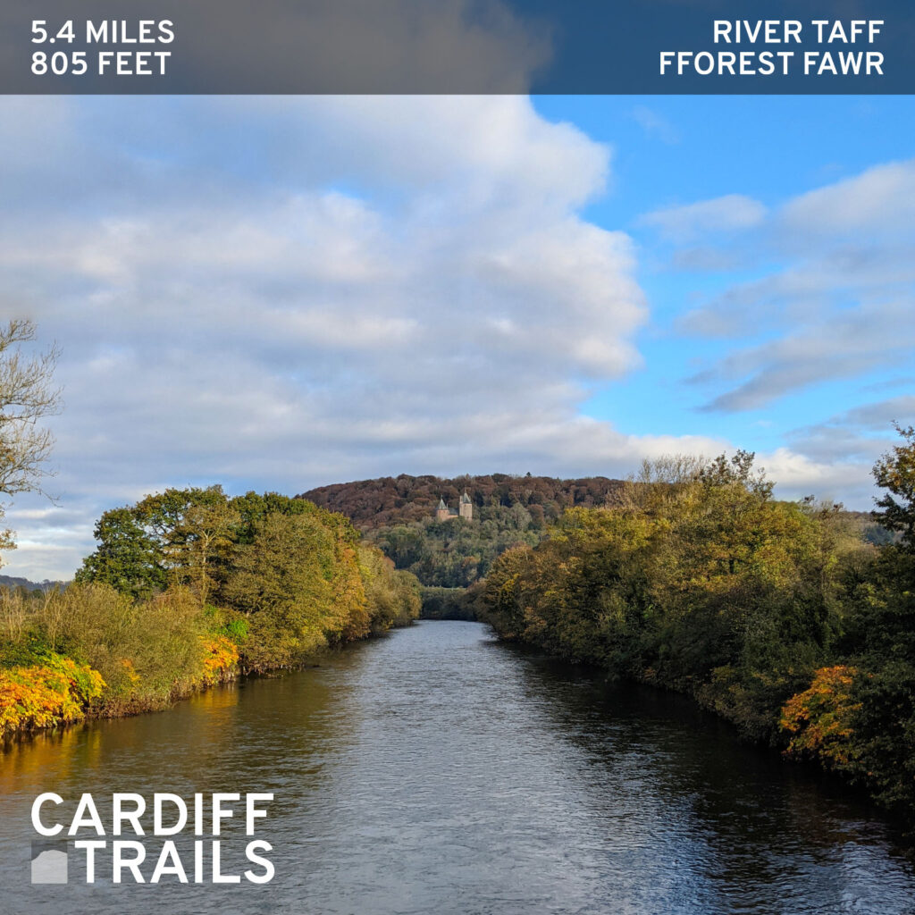 View of Castell Coch, Fforest Fawr and the river Taff.