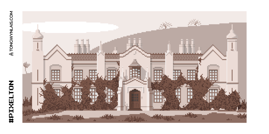 Pixel art illustration of an old country house