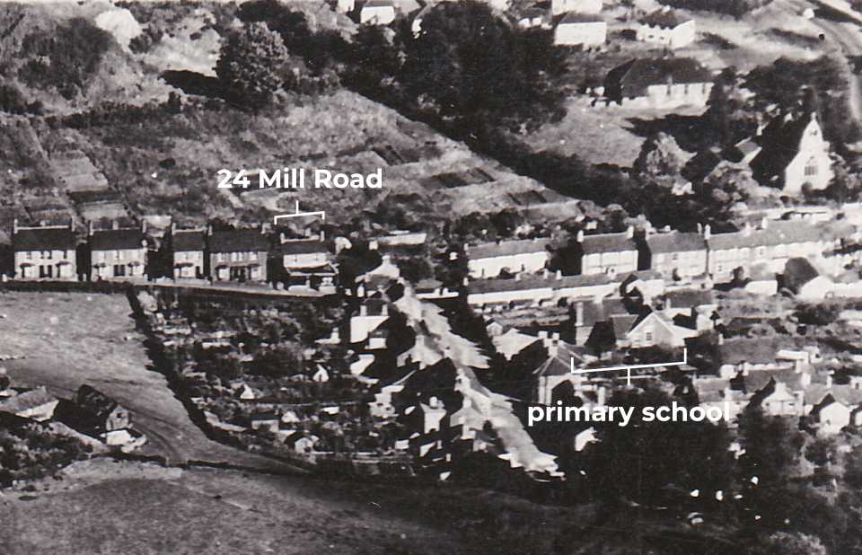 Close up from an aerial photo of Tongwynlais village