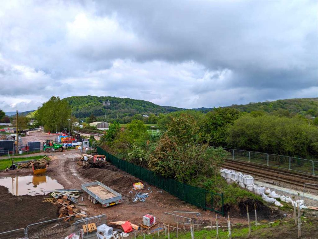 View over the railway line in Morganstown looking towards Castell Coch