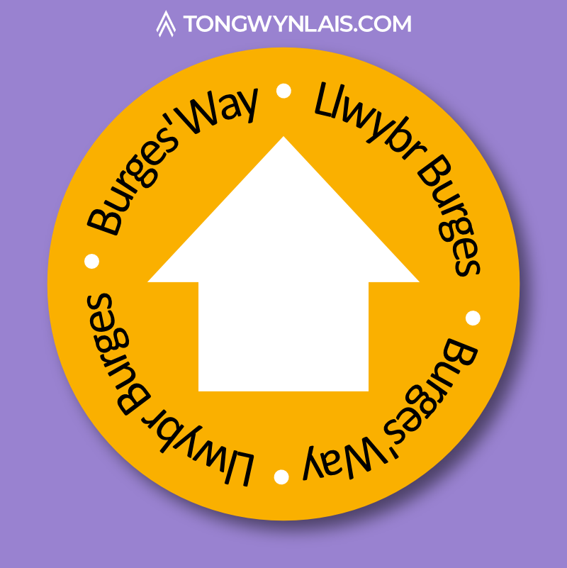 Illustration of a trail sign featuring Burges' Way