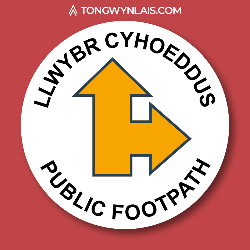 Illustration of a trail sign featuring a two-ended arrow for a public footpath