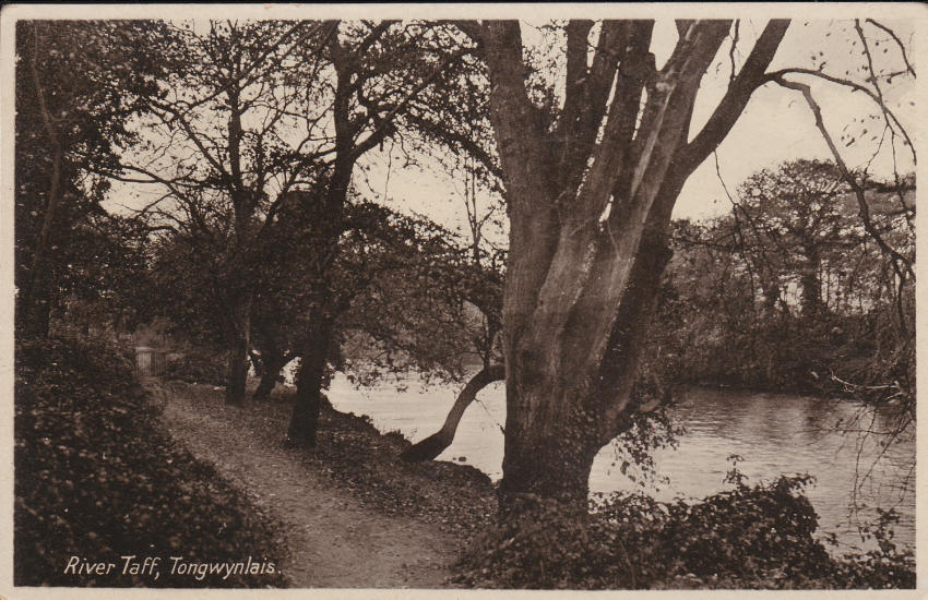 Old postcard featuring the river Taff in Tongwynlais