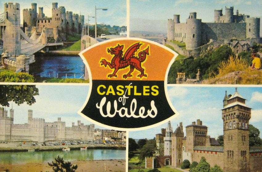 Castles of Wales postcard from the 1970s