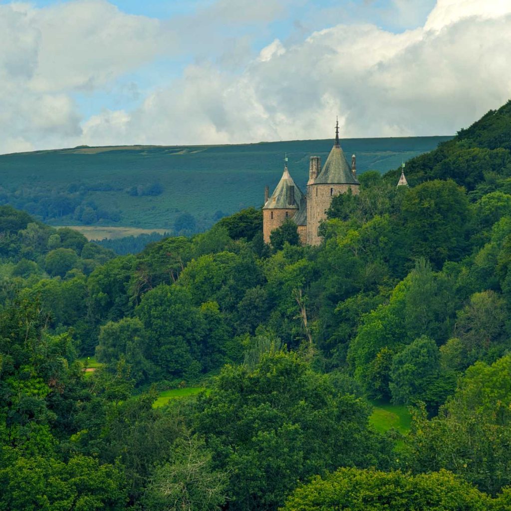 Castell Coch nestled in the woodland of Fforest Fawr.