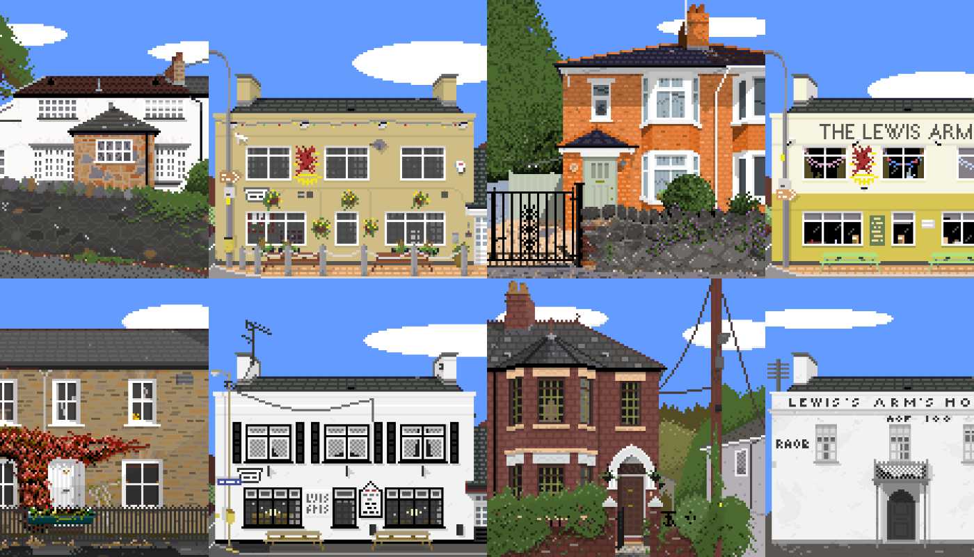 Collage of pixel art illustrations