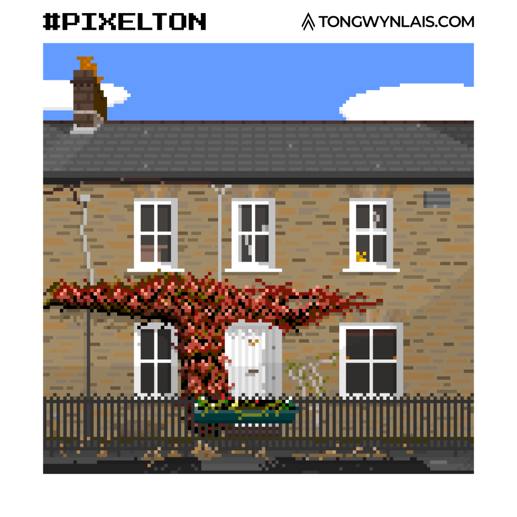Pixel art illustration of one of the terraced houses on Merthyr Road