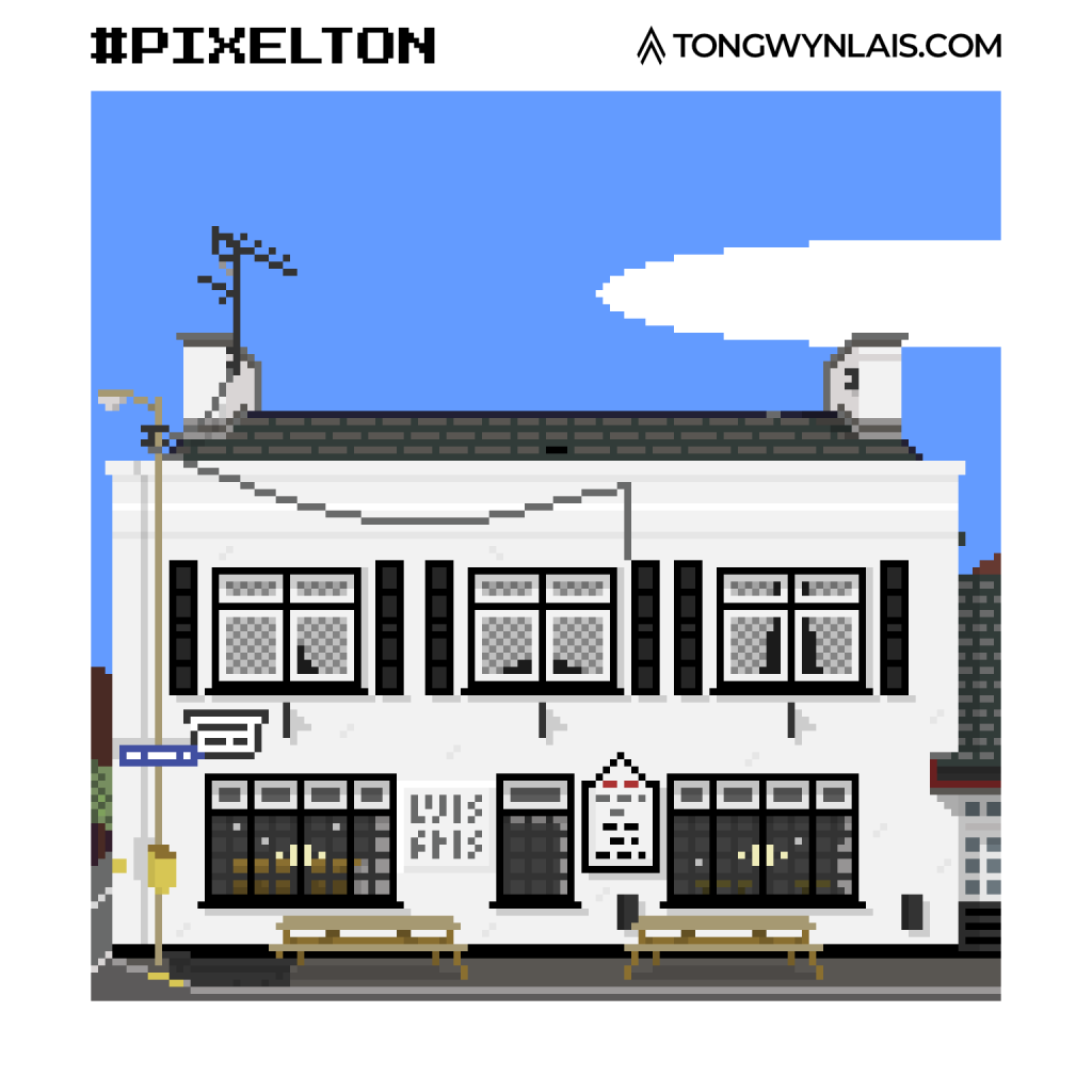 Pixel art illustration of the Lewis Arms from the 1990s