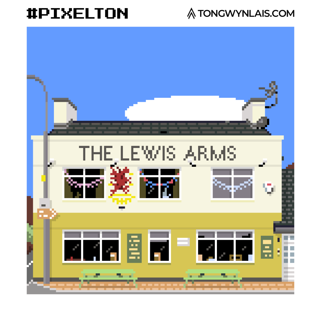 Pixel art illustration of the Lewis Arms from the 2020s