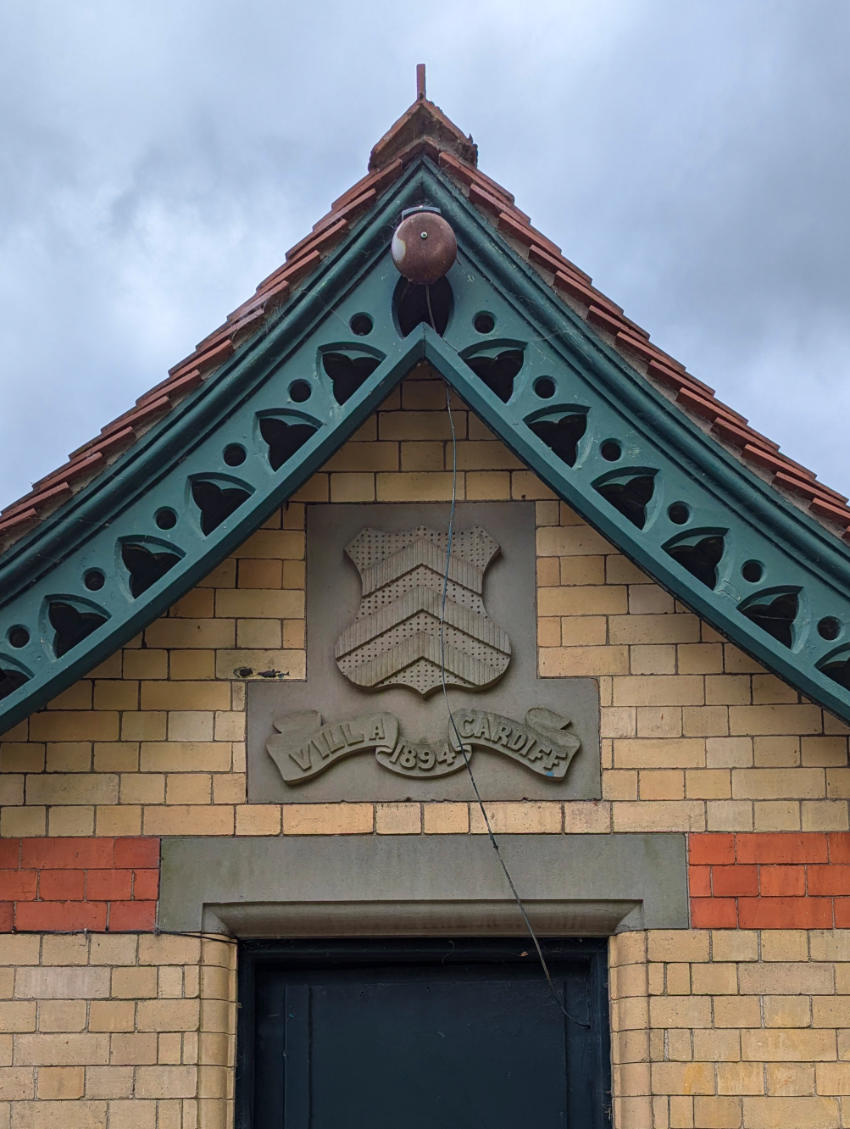 The Cardiff Arms on a building in Grangetown Gardens in Cardiff