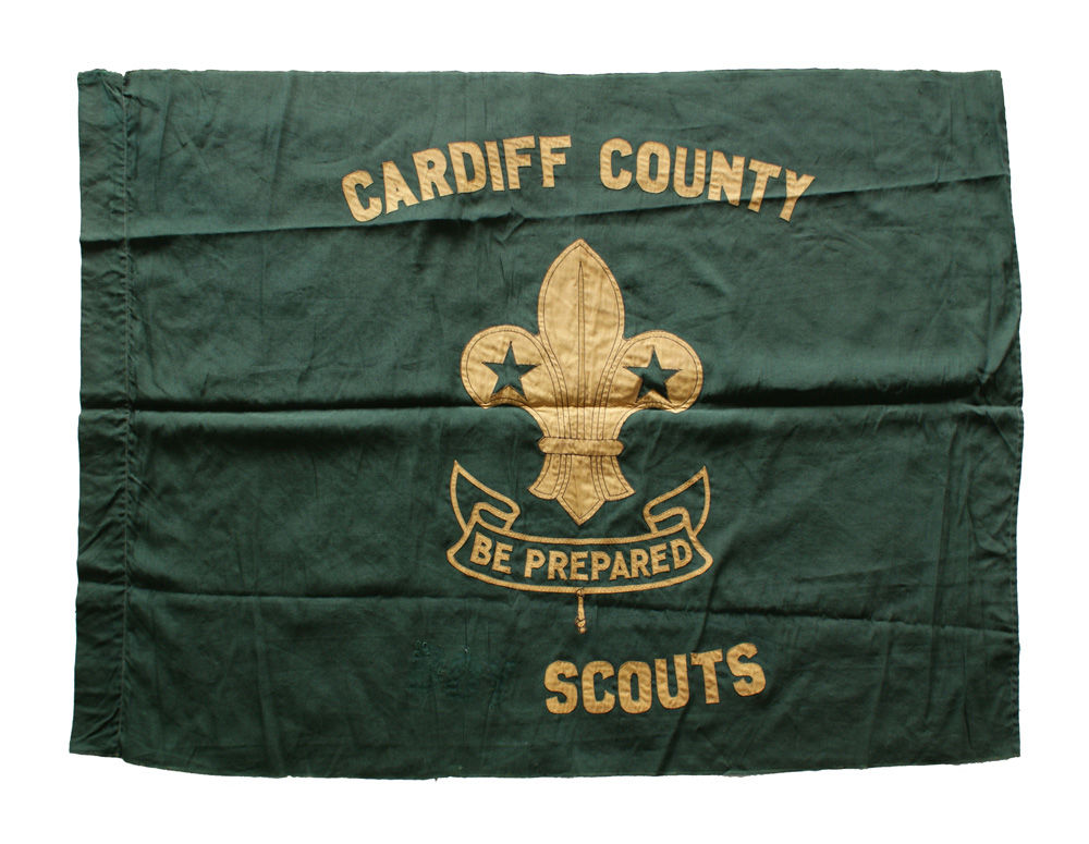 An old green flag for the Cardiff County Scouts
