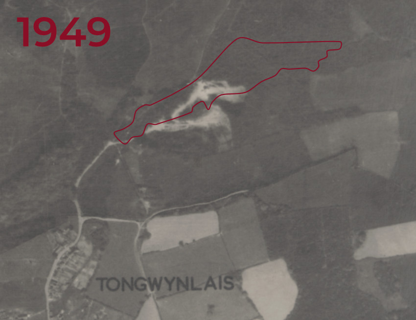 Aerial photo of Coed Cefn Garw from 1949