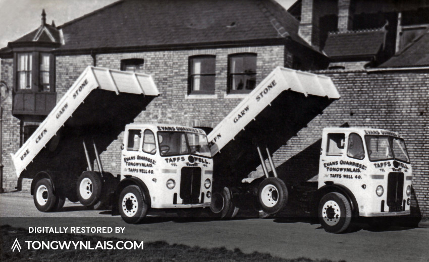Two Leyland Octopus tipper lorries belonging to Evans Quarries Ltd