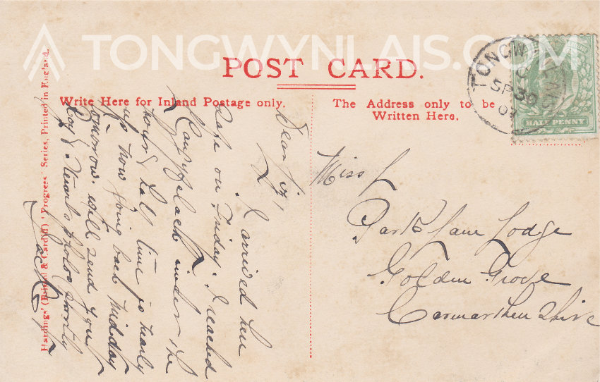 Reverse of a 1907 postcard