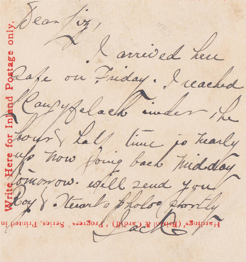 Message on a 1907 postcard